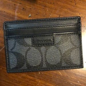 NWT New Coach Black Monogram Slim Card Case